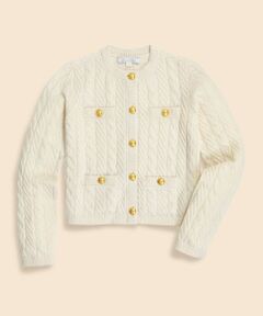 Brooks Brothers / ブルックス ブラザーズ カーディガン・ボレロ | メリノウール／カシミヤ　ケーブル　ゴールドボタン　クルーネックカーディガン
