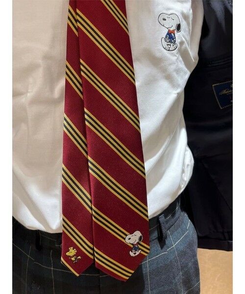 Brooks Brothers / ブルックス ブラザーズ ネクタイ | Brooks Brothers × PEANUTS　シルク　スヌーピー＆ウッドストックエンブロイダリー　BB#1ストライプ　ジャカードタイ | 詳細5