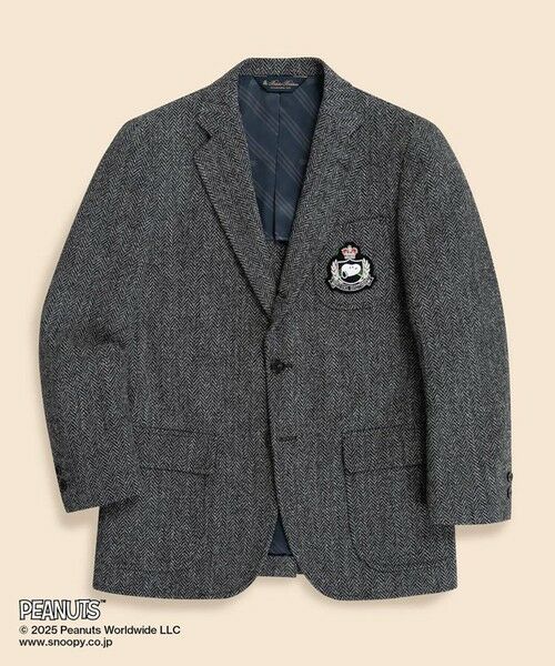Brooks Brothers / ブルックス ブラザーズ テーラードジャケット | Brooks Brothers × PEANUTS　ハリスツイード　スヌーピーエンブレム　３釦段返りジャケット　Traditional（グレー）