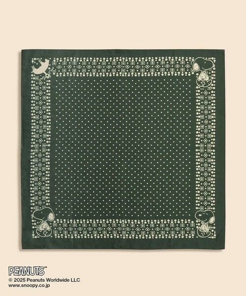 Brooks Brothers / ブルックス ブラザーズ バンダナ・スカーフ | Brooks Brothers × PEANUTS　カシミヤ　スヌーピー　スクエアスカーフ（グリーン）