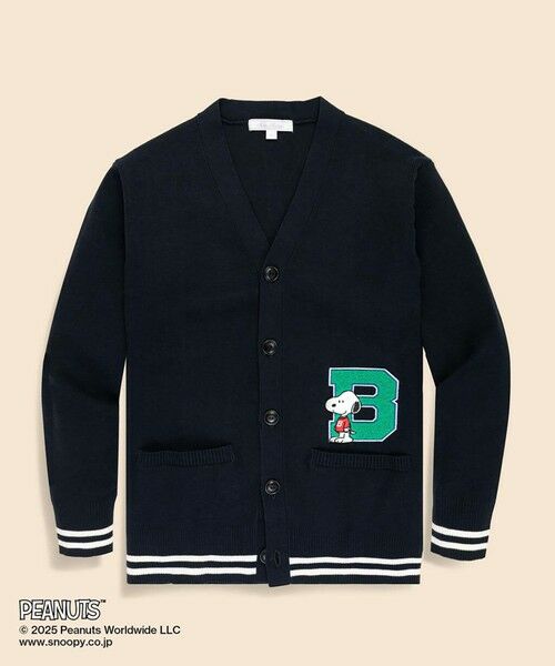 Brooks Brothers / ブルックス ブラザーズ カーディガン・ボレロ | Brooks Brothers × PEANUTS コットン スヌーピーワッペン レタードカーディガン(ダークネイビー)