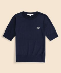 Brooks Brothers / ブルックス ブラザーズ ニット・セーター | 【Double B Collection】 キュプラ/ナイロン　BBロゴ　ショートスリーブセーター
