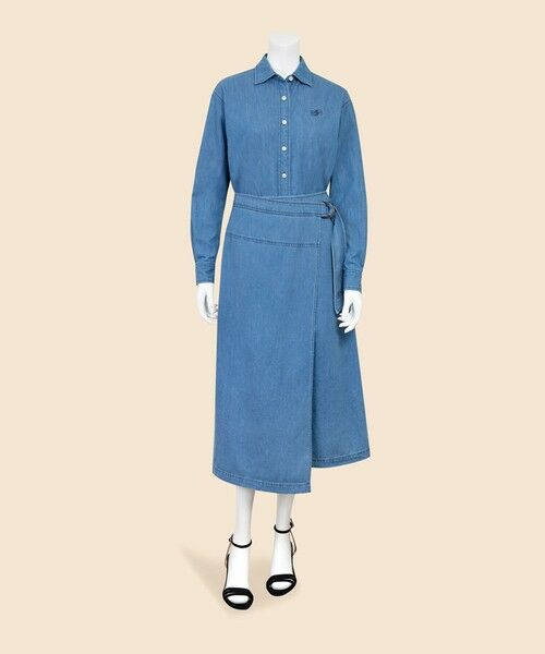 Brooks Brothers / ブルックス ブラザーズ ロング・マキシ丈スカート | 【Double B Collection】 コットン ライトウェイトデニム BBロゴ フェイクラップスカート | 詳細3