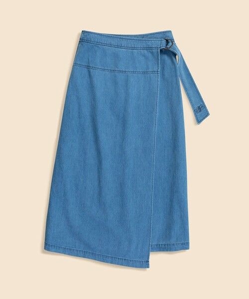 Brooks Brothers / ブルックス ブラザーズ ロング・マキシ丈スカート | 【Double B Collection】 コットン ライトウェイトデニム BBロゴ フェイクラップスカート(ブルー)