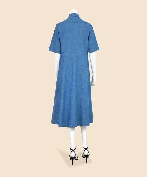 Brooks Brothers / ブルックス ブラザーズ ロング・マキシ丈ワンピース | 【Double B Collection】 コットン ライトウェイトデニム BBロゴ ショートスリーブシャツドレス | 詳細1