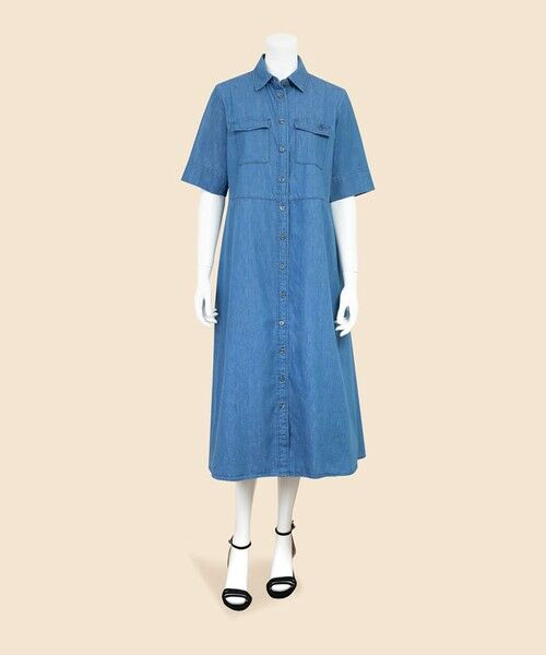 Brooks Brothers / ブルックス ブラザーズ ロング・マキシ丈ワンピース | 【Double B Collection】 コットン ライトウェイトデニム BBロゴ ショートスリーブシャツドレス | 詳細4