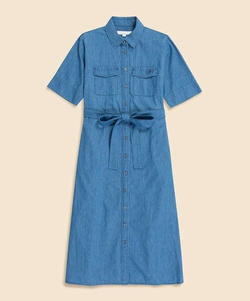 Brooks Brothers / ブルックス ブラザーズ ロング・マキシ丈ワンピース | 【Double B Collection】 コットン ライトウェイトデニム BBロゴ ショートスリーブシャツドレス | 詳細5