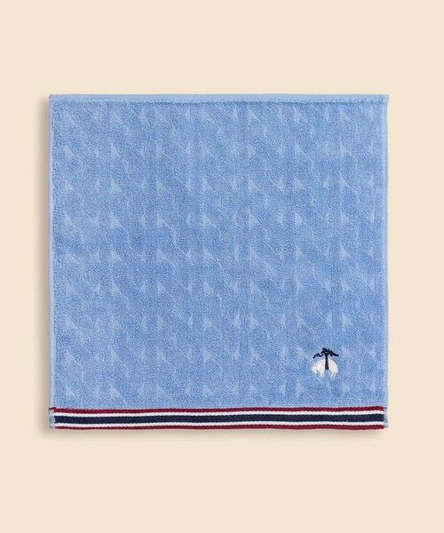 Brooks Brothers / ブルックス ブラザーズ ハンカチ | スーピマコットン　GFロゴ　ケーブル　ミニタオル（ブルー）