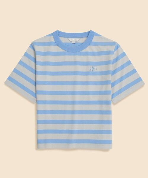 Brooks Brothers / ブルックス ブラザーズ Tシャツ | 【Double B Collection】コットン BBロゴ マリナーストライプ ヘビーウェイトTシャツ(ブルー)