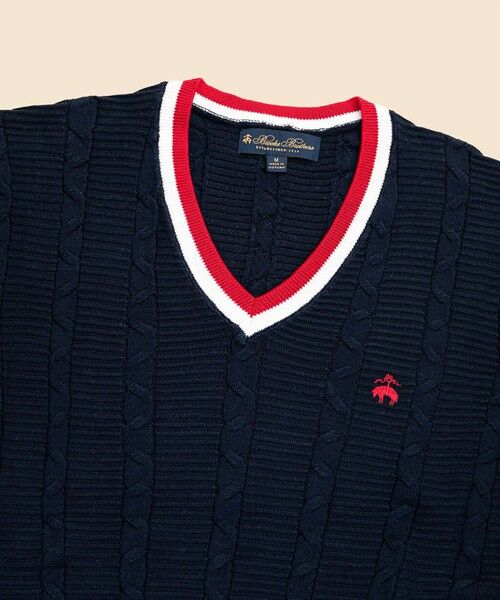 Brooks Brothers / ブルックス ブラザーズ ニット・セーター | コットン GFロゴ ライトウエイト Vネック テニスセーター | 詳細2