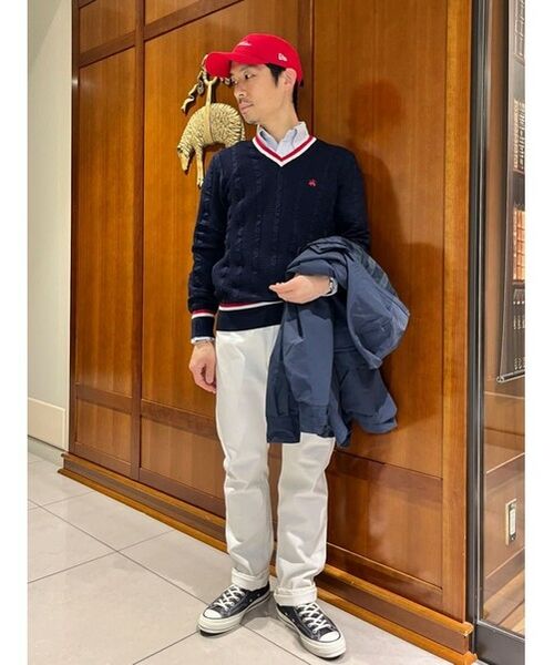 Brooks Brothers / ブルックス ブラザーズ ニット・セーター | コットン GFロゴ ライトウエイト Vネック テニスセーター | 詳細3