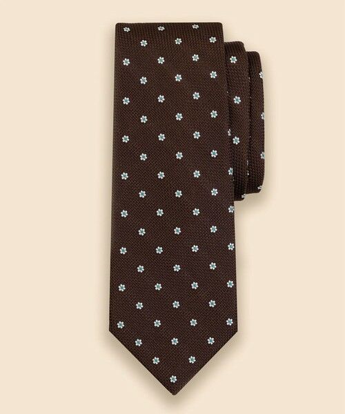 Brooks Brothers / ブルックス ブラザーズ ネクタイ | シルク　バスケットウィーブ　フラワーモチーフタイ（ブラウン）