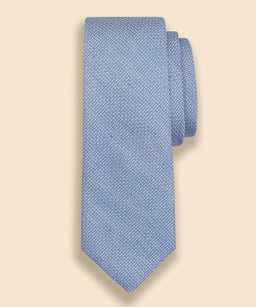 Brooks Brothers / ブルックス ブラザーズ ネクタイ | シルク／リネン　バスケットウィーブ　ソリッドタイ（ブルー）