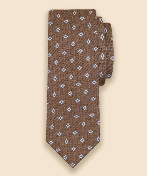 Brooks Brothers / ブルックス ブラザーズ ネクタイ | シルク　ヘリンボーン　フラワーモチーフタイ（ブラウン）