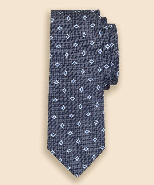 Brooks Brothers / ブルックス ブラザーズ ネクタイ | シルク　ヘリンボーン　フラワーモチーフタイ（ネイビー）