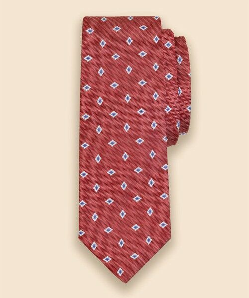 Brooks Brothers / ブルックス ブラザーズ ネクタイ | シルク　ヘリンボーン　フラワーモチーフタイ（レッド）