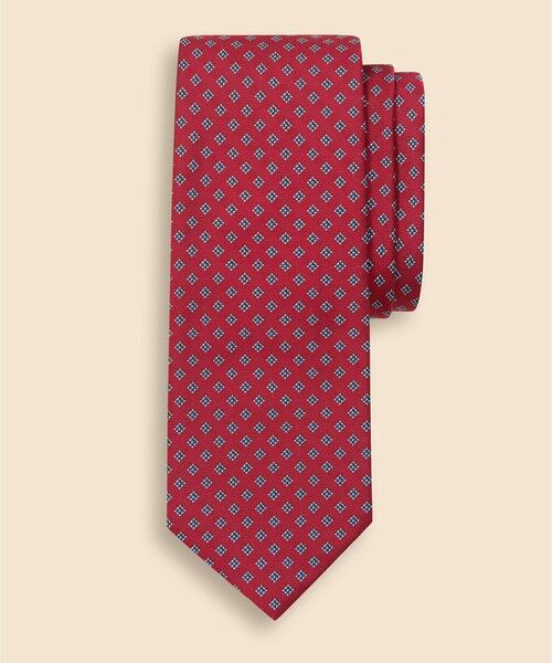 Brooks Brothers / ブルックス ブラザーズ ネクタイ | シルク　スクエアモチーフ　ジャカードタイ（レッド）