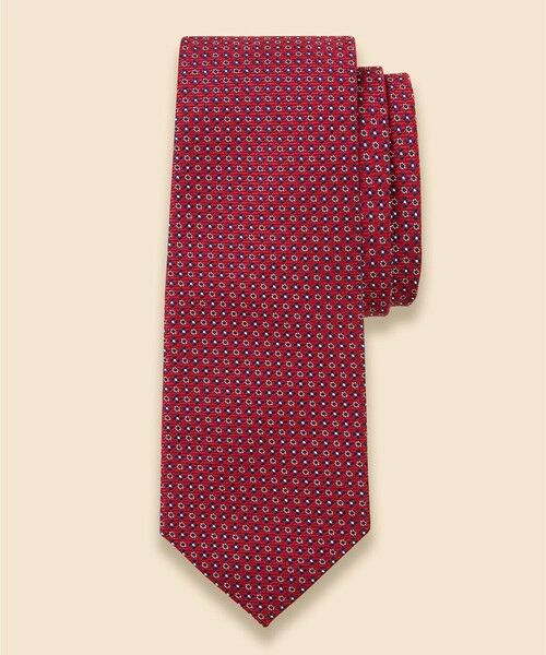 Brooks Brothers / ブルックス ブラザーズ ネクタイ | シルク　マイクロフラワーモチーフ　ジャカードタイ（レッド）