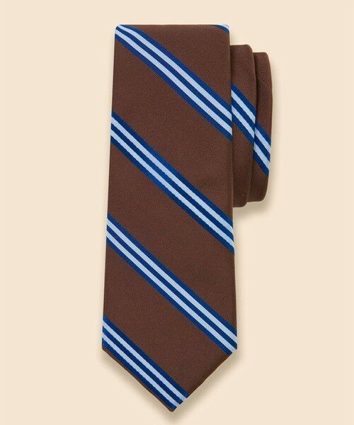 Brooks Brothers / ブルックス ブラザーズ ネクタイ | シルク　サテン　BB#1ストライプ　レップタイ（ブラウン）