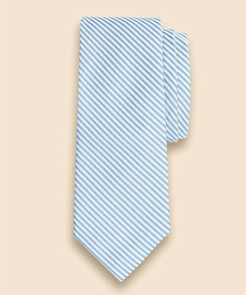 Brooks Brothers / ブルックス ブラザーズ ネクタイ | シルク／コットン　シアサッカー　ストライプタイ（ブルー）