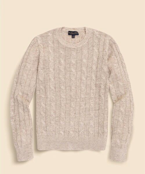 Brooks Brothers / ブルックス ブラザーズ ニット・セーター | リネン　ケーブル　クルーネックセーター（ベージュ）