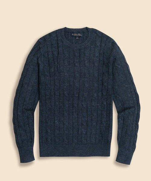 Brooks Brothers / ブルックス ブラザーズ ニット・セーター | リネン　ケーブル　クルーネックセーター（ネイビー）