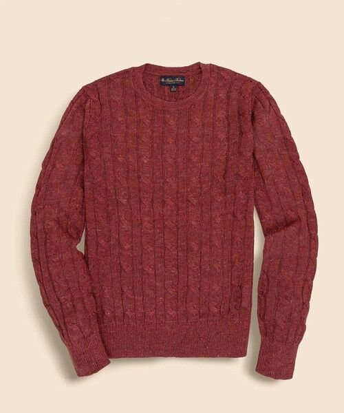 Brooks Brothers / ブルックス ブラザーズ ニット・セーター | リネン　ケーブル　クルーネックセーター（バーガンディー）