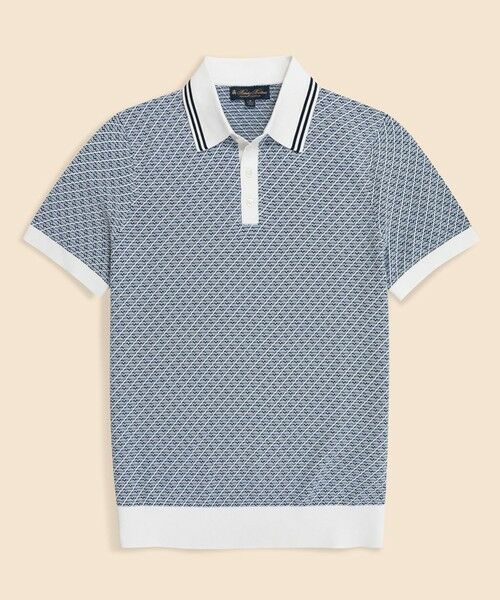 Brooks Brothers / ブルックス ブラザーズ ニット・セーター | スーピマコットン　ダイヤモンドテキスチャード　ショートスリーブ　ポロセーター（ブルー系その他）