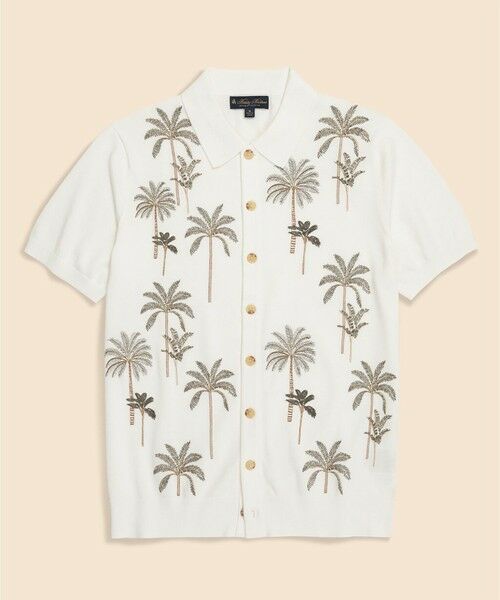 Brooks Brothers / ブルックス ブラザーズ カーディガン・ボレロ | スーピマコットン　パームツリーエンブロイダリー　ポロカーディガン（ベージュ）