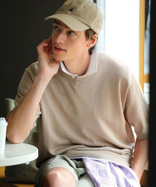 Brooks Brothers / ブルックス ブラザーズ ニット・セーター | ◆オンラインストア限定◆ ペーパーヤーン　クルーネック　ショートスリーブセーター（ベージュ）