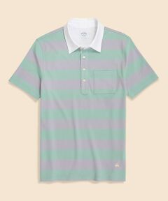 Brooks Brothers / ブルックス ブラザーズ ポロシャツ | スーピマコットンストレッチ　GFロゴ　ストライプ　オックスフォードカラー　ポロシャツ
