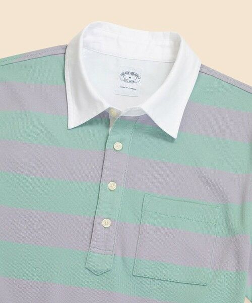 Brooks Brothers / ブルックス ブラザーズ ポロシャツ | スーピマコットンストレッチ　GFロゴ　ストライプ　オックスフォードカラー　ポロシャツ | 詳細1
