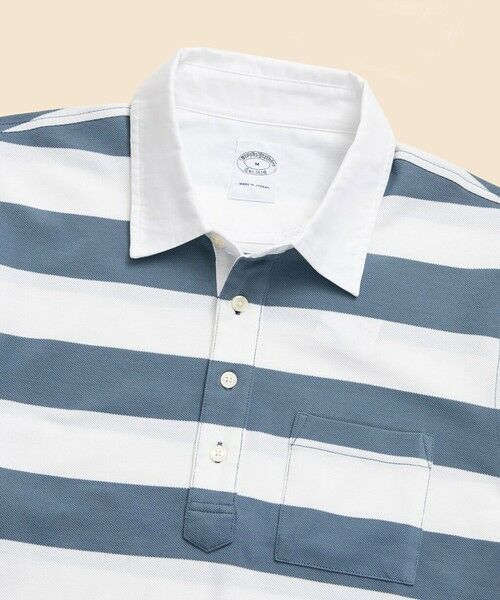 Brooks Brothers / ブルックス ブラザーズ ポロシャツ | スーピマコットンストレッチ　GFロゴ　ストライプ　オックスフォードカラー　ポロシャツ | 詳細2