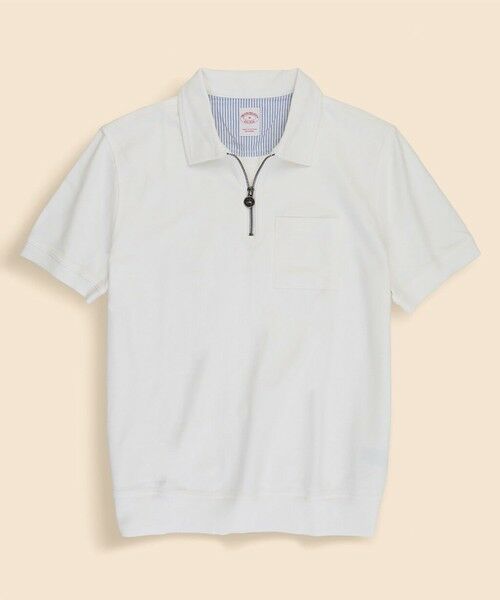 Brooks Brothers / ブルックス ブラザーズ ポロシャツ | スウェードコットン　ハーフジップ　ポロシャツ（ホワイト）