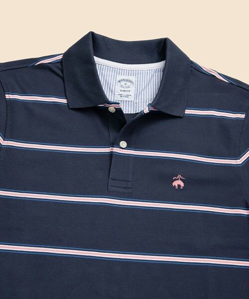 Brooks Brothers / ブルックス ブラザーズ ポロシャツ | コットン　ストレッチピケ　GFロゴ　マルチストライプ　ポロシャツ　Slim Fit | 詳細1