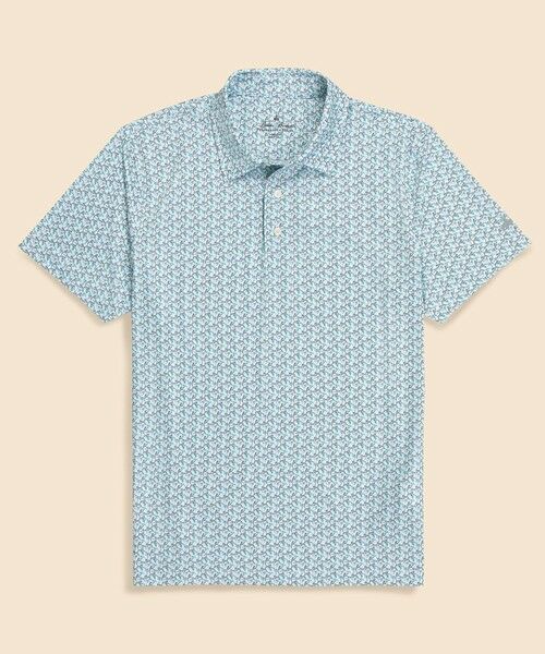 Brooks Brothers / ブルックス ブラザーズ ポロシャツ | Performance Series ポリエステルブレンド ストレッチジャージー マリーンプリント ゴルフポロシャツ(ホワイト)