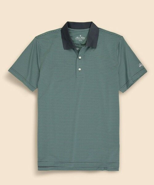 Brooks Brothers / ブルックス ブラザーズ ポロシャツ | Performance Series ポリエステルブレンド ストレッチジャージー マイクロストライプ ゴルフポロシャツ(グリーン)