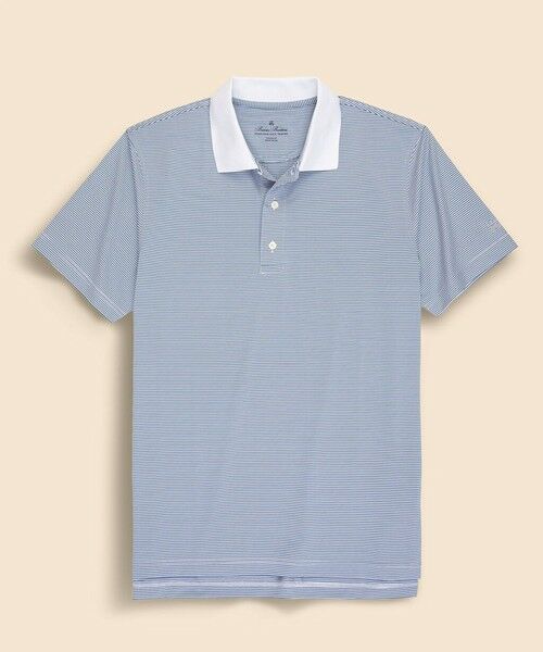 Brooks Brothers / ブルックス ブラザーズ ポロシャツ | Performance Series ポリエステルブレンド ストレッチジャージー マイクロストライプ ゴルフポロシャツ(ブルー)