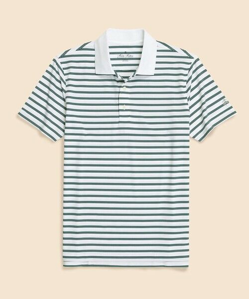 Brooks Brothers / ブルックス ブラザーズ ポロシャツ | Performance Series ポリエステルブレンド ストレッチジャージー BB#1ストライプ ゴルフポロシャツ(ホワイト)