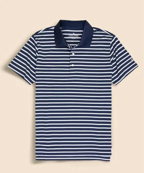 Brooks Brothers / ブルックス ブラザーズ ポロシャツ | Performance Series ポリエステルブレンド ストレッチジャージー BB#1ストライプ ゴルフポロシャツ(ネイビー)