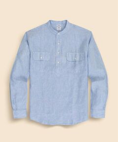 Brooks Brothers / ブルックス ブラザーズ シャツ・ブラウス | リネン　ダブルポケット　バンドカラー　プルオーバーシャツ