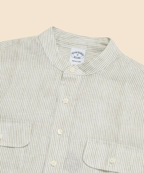 Brooks Brothers / ブルックス ブラザーズ シャツ・ブラウス | リネン　ダブルポケット　バンドカラー　プルオーバーシャツ | 詳細1