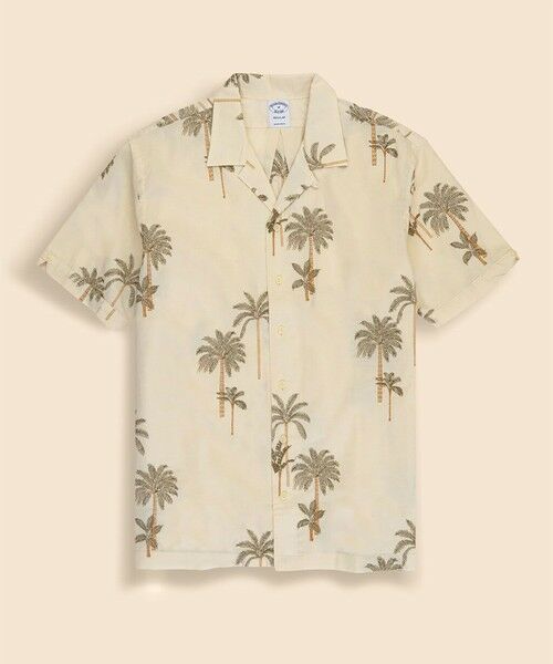 Brooks Brothers / ブルックス ブラザーズ シャツ・ブラウス | コットン／リネン　パームツリーエンブロイダリー　オープンカラーシャツ　Regular Fit（ベージュ）