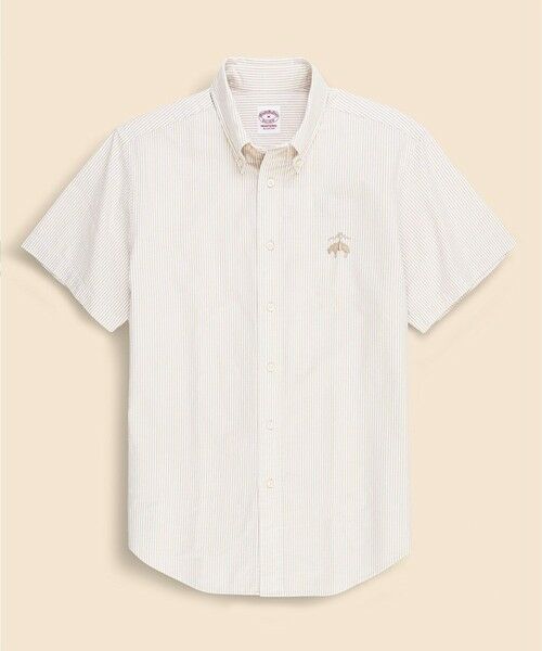 Brooks Brothers / ブルックス ブラザーズ シャツ・ブラウス | ◆オンラインストア限定◆ コットン　ビッグGFロゴ　シアサッカー　ショートスリーブ　カジュアルシャツ　Traditional Fit（ベージュ）