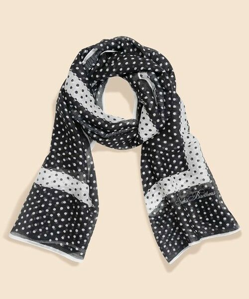 Brooks Brothers / ブルックス ブラザーズ バンダナ・スカーフ | シルクブレンド　ドットプリント　オブロングスカーフ（ブラック）