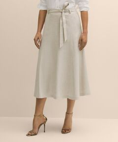 Brooks Brothers / ブルックス ブラザーズ ミニ・ひざ丈スカート | リネンブレンド　ベルテッド　Aラインロングスカート