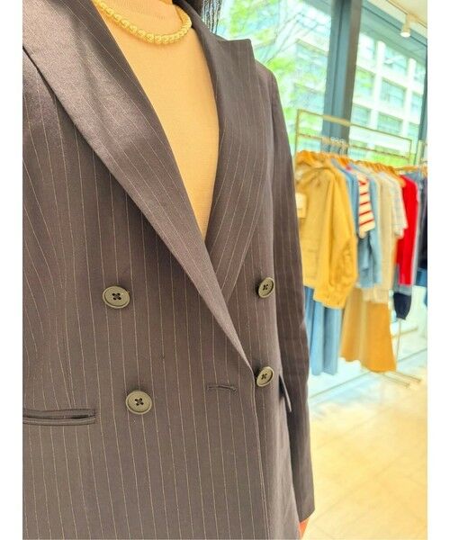 Brooks Brothers / ブルックス ブラザーズ テーラードジャケット | リネンブレンド　ピンストライプ　ダブル4ボタン　ピークトラペルジャケット | 詳細14