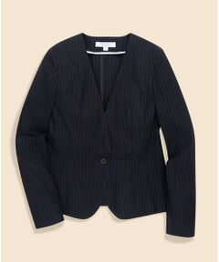 Brooks Brothers / ブルックス ブラザーズ ノーカラージャケット | リネンブレンド　ピンストライプ　ノーカラージャケット