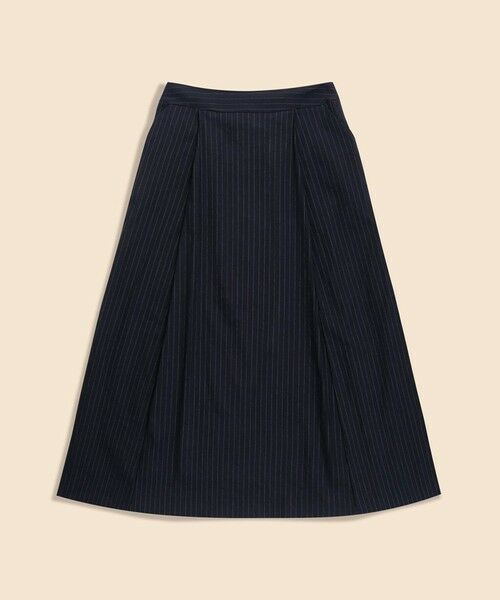 Brooks Brothers / ブルックス ブラザーズ ロング・マキシ丈スカート | リネンブレンド　ピンストライプ　フレアスカート（ネイビー）