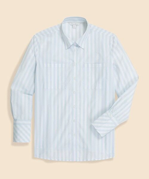 Brooks Brothers / ブルックス ブラザーズ シャツ・ブラウス | コットンポプリン リラックスフィット ダブルポケット ストライプシャツ(ブルー)